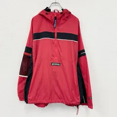 古着 used　90s～　Columbia　コロンビア　ハーフジッププルオーバーパーカー　アノラックパーカー　赤　レッド　XLサイズ