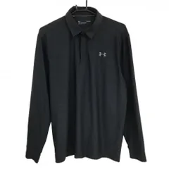 【美品】アンダーアーマー 長袖ポロシャツ 黒 ロゴプリント メンズ LG/G/G ゴルフウェア UNDER ARMOUR
