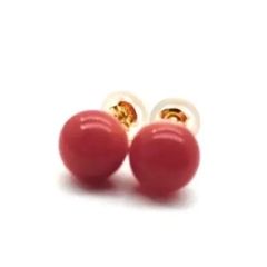 確認用 本サンゴ/珊瑚 K18❣️ピアス 5.4mm ピアス 新品 - メルカリ