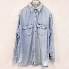 古着 used　90s　Lee　リー　長袖デニムシャツ　ボタンダウンシャツ　ダブルポケット　ヴィンテージ　インディゴ　Lサイズ