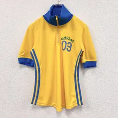 古着 used　00s　adidas　アディダス　ハーフジップ半袖プルオーバー　ヴィンテージ　黄色　イエロー　Lサイズ