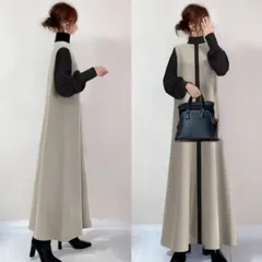 再入荷 ニットワンピース 即購入OK 長袖 レディース きれいめ パフスリーブ ワンピース ロングワンピース 可愛い 体型カバー トップス オフィス 通勤 カジュアル ウエストシェイプ ロング丈 ワンピース