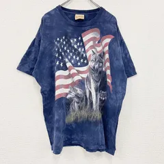 古着 used　THE MOUNTAIN　ザマウンテン　半袖プリントTシャツ　アニマルT　タイダイ　紺　ネイビー　2XLサイズ
