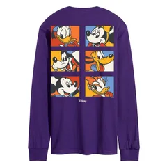 ディズニー メンズ トップス Tシャツ ヴィンテージ グラフィック Mens Disney Mickey Friends Vintage Grid Long Sleeve Graphic Tee Purple パープル