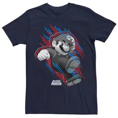 アニメキャラクター メンズ トップス Tシャツ Licensed Character Mensuper Mario Stars And Stripes Fast Mario Portraitee Navy ネイビー