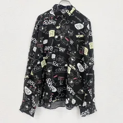 古着 used　CARDCHE　スヌーピー　長袖シャツ　総柄　黒　ブラック　Lサイズ
