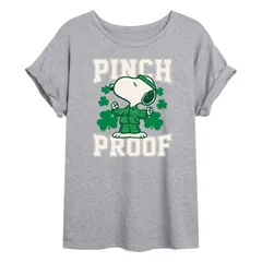 アニメキャラクター レディース トップス Tシャツ Licensed Character Juniors Peanutsnoopy Pinch Proof Oversized Tee Heather Gray グレー