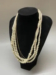 SN1353 LEPSIM レプシィム パール？ 真珠？ ゴールドカラー チェーン 5連ネックレス アンティーク アクセサリー ネックレス