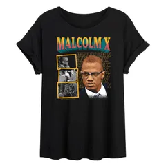 アニメキャラクター レディース トップス Tシャツ Licensed Character Juniors Malcolm X Oversized Tee Black ブラック