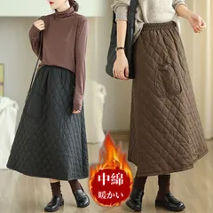 再入荷 スカート レディース ボトムス ロングスカート 中綿 秋冬 ミモレ丈 膝下 Aライン ウエストゴム 体型カバー ロング丈 大人 無地 可愛い ゆったり 冬服 旅行 レディースファッション
