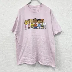 古着 used　PEANUTS　ピーナツ　スヌーピー　半袖プリントTシャツ　ピンク　XLサイズ
