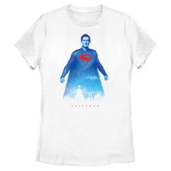 アニメキャラクター レディース トップス Tシャツ グラフィック Licensed Character Juniors DComicsuperman Metropolis Protector Graphic Tee White ホワイト