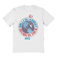 アニメキャラクター メンズ トップス Tシャツ グラフィック Licensed Character Mens Rolling Stones Americas Tour 1975 Graphic Tee White ホワイト