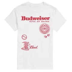 アニメキャラクター メンズ トップス Tシャツ トール グラフィック Licensed Character Big Tall Budweiser King Of Beers Icons Graphic Tee White ホワイト