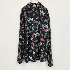 古着 used　CARDCHE　長袖総柄デザインシャツ　総柄　黒　ブラック　2XLサイズ