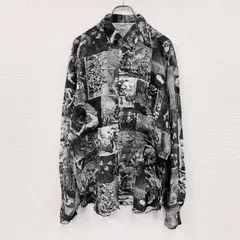 古着 used　CARDCHE　長袖総柄デザインシャツ　絵画プリント　黒　ブラック　XLサイズ
