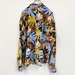 古着 used　CARDCHE　長袖総柄デザインシャツ　マルチカラー　アロハ柄　アロハシャツ　黒　ブラック　Lサイズ