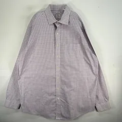 古着 ブルックスブラザーズ Brooks Brothers 長袖シャツ カラーステイ 346 胸ポケ XL  パープル系 チェック メンズ