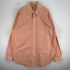 古着 ブルックスブラザーズ Brooks Brothers 長袖シャツ ボタンダウン 胸ポケ 346 L  オレンジ系 ストライプ メンズ