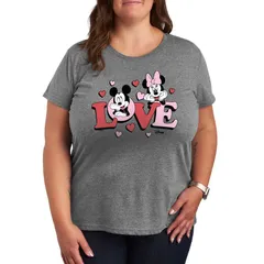 ディズニー レディース トップス Tシャツ プラスサイズ グラフィック Disneys Mickey Minnie Mouse Plusize Love Graphic Tee Heather Gra