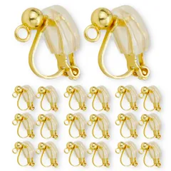 【在庫セール】カン付き シリコン クリップ式 カバー 付き 丸玉 金具 パーツ アクセサリーパーツ 10ペア20個 イヤリング (ゴールド)