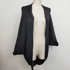 ラルフローレン ポンチョ ケーブルニット 黒 カシミヤ混 インパクト21