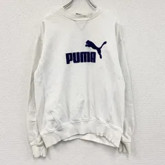古着 used　90s　PUMA　プーマ　スウェット/トレーナー　ヴィンテージ　前V　白　ホワイト　Mサイズ