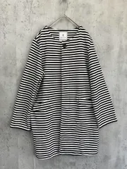 新品 Rope Picnic ロペピクニック ノーカラー ロング ジャケット コート size40/白/黒 ■◇ レディース