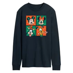 ディズニー メンズ トップス Tシャツ グラフィック Disneys Mickey Mouse Friends Mens Christmas Grid Long Sleeve Graphic Tee Navy ネイビー