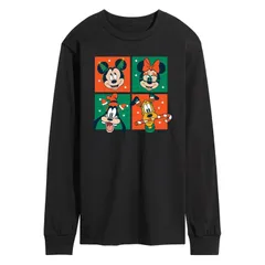 ディズニー メンズ トップス Tシャツ グラフィック Disneys Mickey Mouse Friends Mens Christmas Grid Long Sleeve Graphic Tee Black ブラック