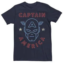 アニメキャラクター メンズ トップス Tシャツ キャップ グラフィック Licensed Character Mens Captain America Helmet Graphic Tee Navy ネイビー