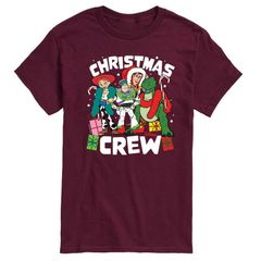 디즈니 픽사 맨즈 탑스 T셔츠 그래픽 Disney Pixars Toy Story 4 Mens Christmas Crew Graphic Tee Maroon 마룬