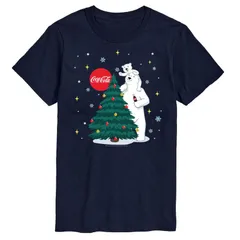 アニメキャラクター メンズ トップス Tシャツ トール グラフィック Licensed Character Big Tall CocaCola Christmas Tree Graphic Tee Navy ネイビー