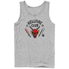 애니메이션 캐릭터 맨즈 탑스 T셔츠 로고 그래픽 Licensed Character Mens Netflix Stranger Things Hellfire Club Logo Graphic Tank Top Athletic Hea