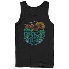 アニメキャラクター メンズ トップス Tシャツ キャップ ケープ グラフィック Licensed Character Mens Nature Landscape Graphic Tank Top Black ブラック