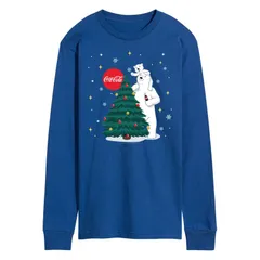 アニメキャラクター メンズ トップス Tシャツ グラフィック Licensed Character Mens CocaCola Christmas Tree Long Sleeve Graphic Tee Blue ブルー