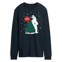 アニメキャラクター メンズ トップス Tシャツ グラフィック Licensed Character Mens CocaCola Christmas Tree Long Sleeve Graphic Tee Navy ネイビー