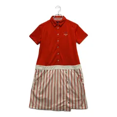 中古 レディース キャロウェイ Callaway ワンピース M 赤×白 レッド 半袖ポロワンピース ストライプ