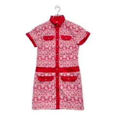 中古 レディース キャロウェイ Callaway ワンピース S  ピンク×白 半袖 裏地付き レース調