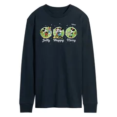 ディズニー メンズ トップス Tシャツ グラフィック Disneys Mickey Minnie Mouse Mens Jolly Happy Merry Long Sleeve Graphic Tee Navy ネイビー