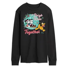 ディズニー メンズ トップス Tシャツ グラフィック Disneys Mickey Minnie Mouse Mensleigh Ride Together Long Sleeved Graphic Tee Black ブラック