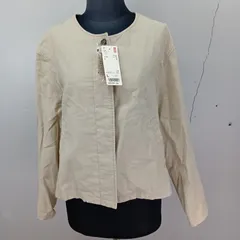 【新品タグ付き】 UNIQLO　ユニクロ リネンブレンド ノーカラージャケット　Lサイズ【0245】