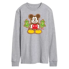 ディズニー メンズ トップス Tシャツ グラフィック Disneys Mickey Mouse Mens Cookie Long Sleeve Graphic Tee Gray グレー