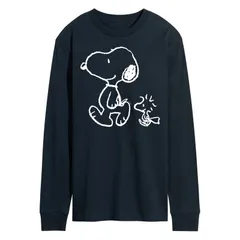 アニメキャラクター メンズ トップス Tシャツ Licensed Character Mens Peanutsnoopy Woodstock Walk Long Sleeve Tee Navy ネイビー