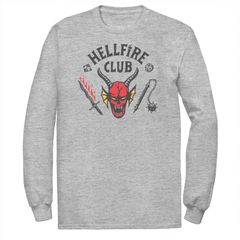 애니메이션 캐릭터 맨즈 탑스 T셔츠 토르 로고 Licensed Character Big Tall Stranger Things Hellfire Club Logo Long S
