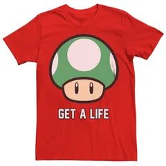 アニメキャラクター メンズ トップス Tシャツ グラフィック Licensed Character Mensuper Mario Bros 1UP Mushroom Get a Life Graphic Tee Red レッド