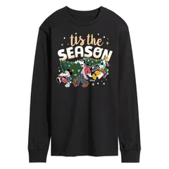 ディズニー メンズ トップス Tシャツ グラフィック Disneys Mickey Mouse Friends Mens Tis The Season Long Sleeve Graphic Tee Black ブラック