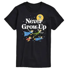 ディズニー メンズ トップス Tシャツ グラフィック Disneys Peter Pan Mens Never Grow Up Graphic Tee Black ブラックのサムネイル