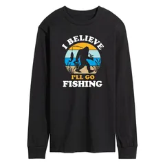 アニメキャラクター メンズ トップス Tシャツ グラフィック Licensed Character Mens I Believe Fishing Sasquatch Long Sleeve Graphic Tee Black ブラック