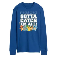 アニメキャラクター メンズ トップス Tシャツ グラフィック Licensed Character Mens Pokemon Catch Em All Group Long Sleeve Graphic Tee Blue ブルー